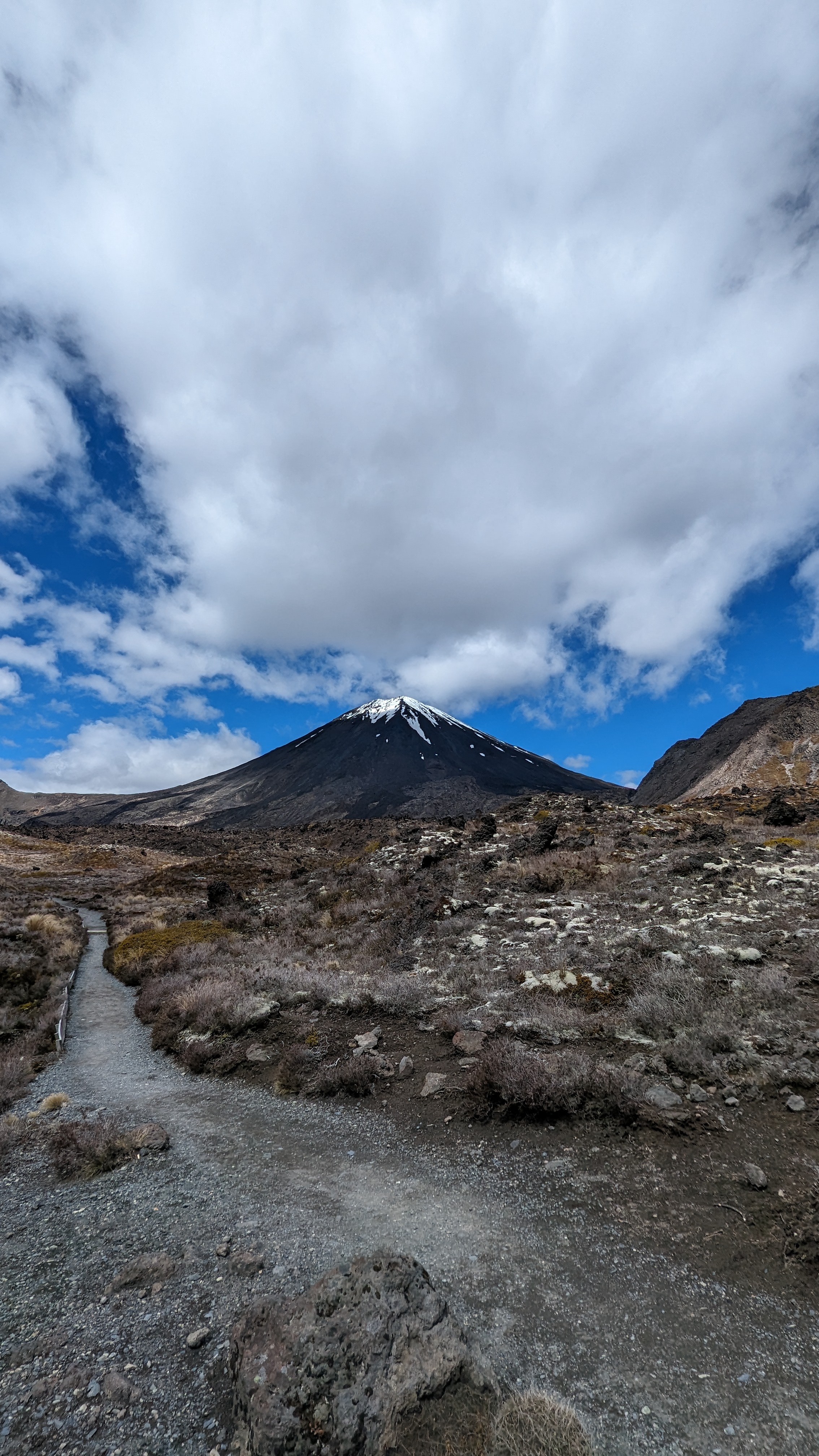 Al Travaglini in front of Mt Ngauruhoe in New Zealand