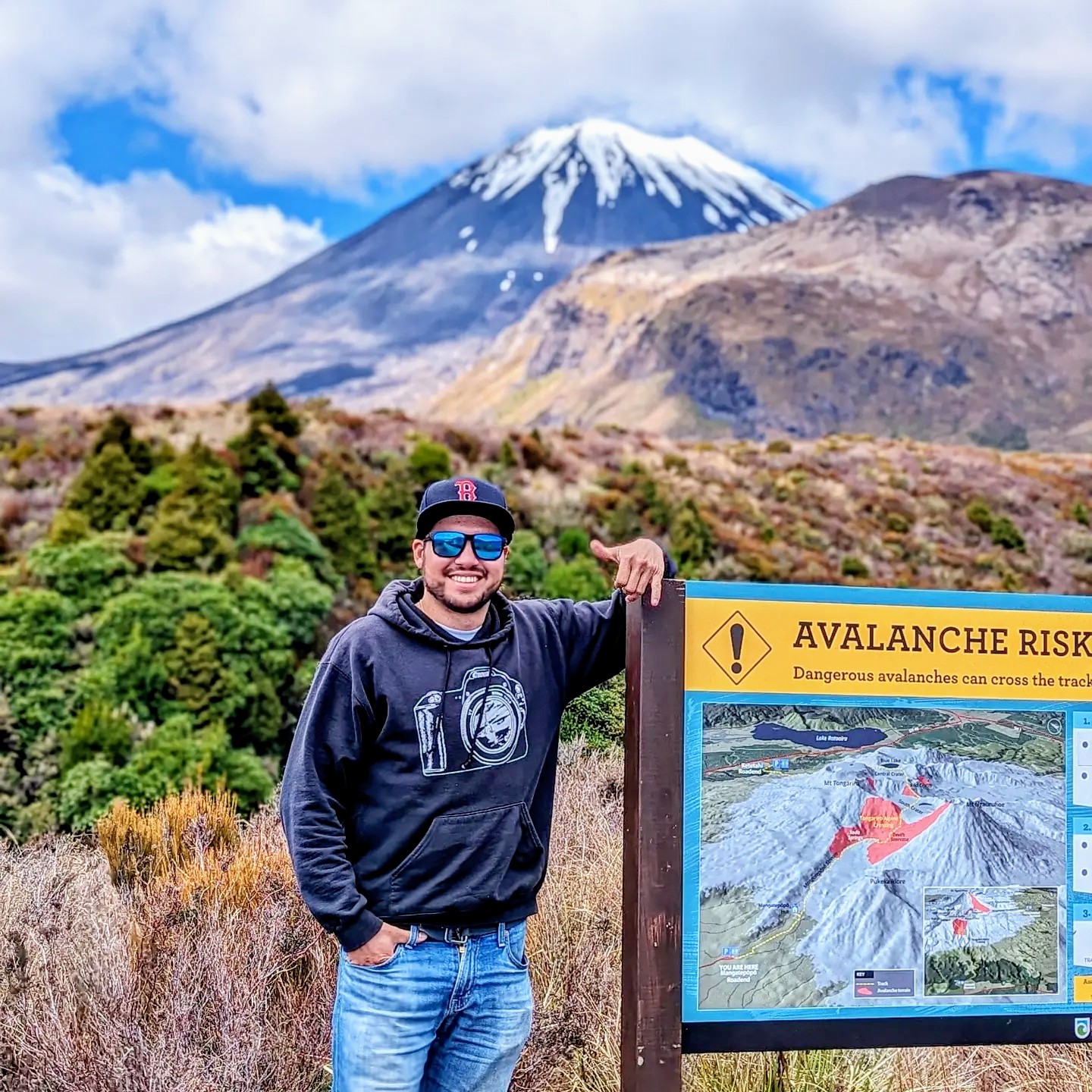 Mt Ngauruhoe rising above an alpine trail in Tongariro National Park